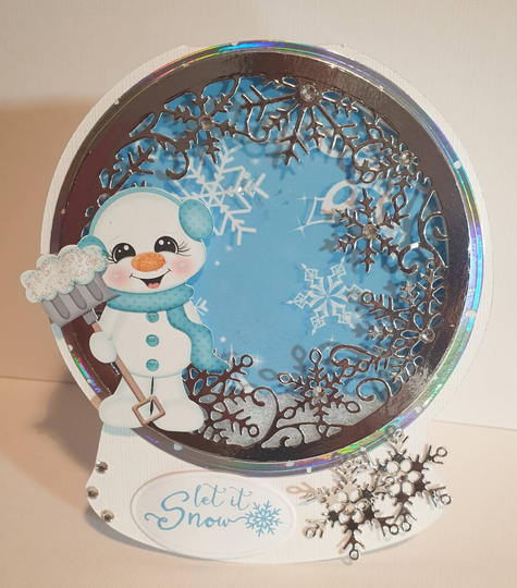 Beautiful Snowflakes & Snowman Christmas Shaker Snow Globe Card