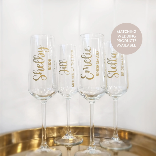 Personalised Champagne Flute | Wedding Day Glasses Bride Glass Bridesmaid Party