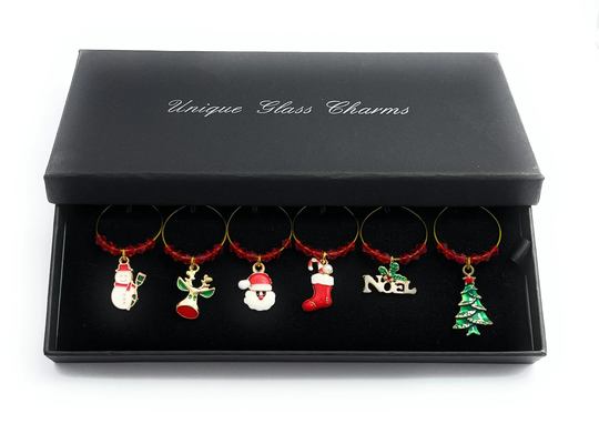 Set Of 6 Magical Christmas Wine Glass Charms By Libby's Market Place