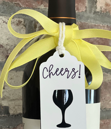 Wine Gift Tags/Cheers Wine Tag With A Cutout Glass/Festive Tags/Wine Bottle Tag/Set Of 10