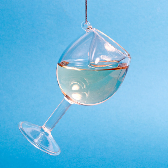 White Wine Moving Liquid Glass Xmas Christmas Tree Hanging Decoration Festive Novelty Ornament Holiday Drinks Gifts Present Fun