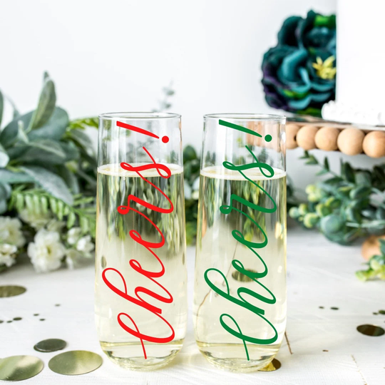 Holiday Party Champagne Flutes, Christmas Unbreakable Glasses, Decor, Decor