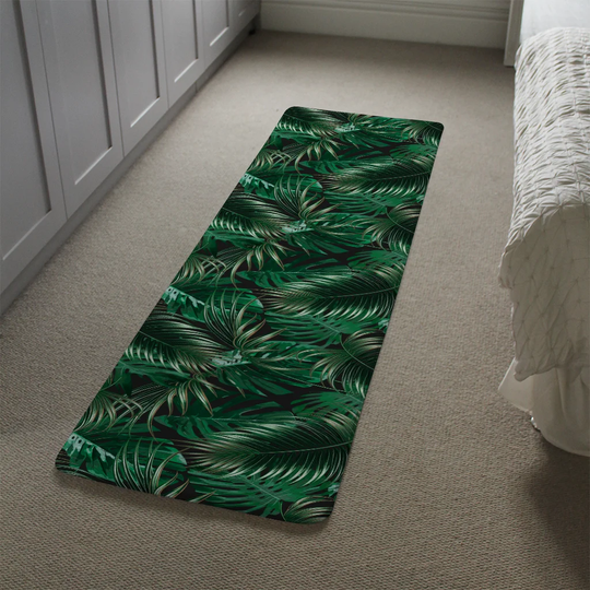 Larocca Tropical Leaves on Designer Shaggy Green Rug