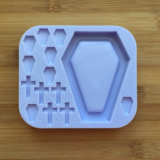 Coffin Shaker With Bits Silicone Mold, Food Safe Rubber Mould For Resin Polymer Clay Chocolate Soap Embed Wax Fondant Candy Jewelry