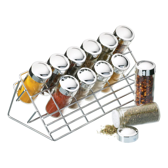 Chrome Plated 13 Piece Spice Rack Set
