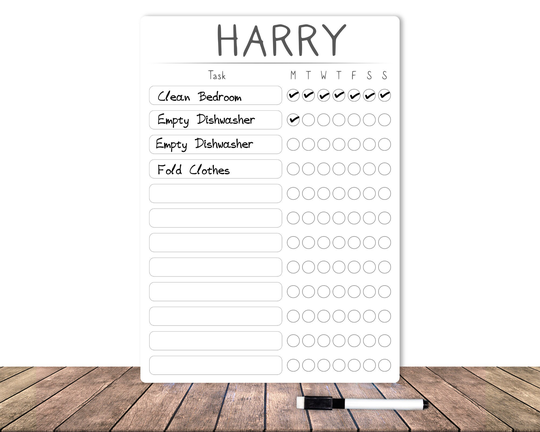 Personalised Chore Chart For Kids Whiteboard | Custom Children's List Dry Erase Board Job
