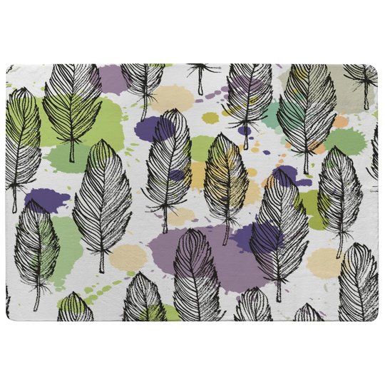 Dillard Spotted Colour Feather Seamless Pattern, Vector Background Designer Shaggy Purple/Green/Black Rug