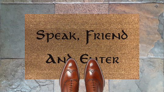 Artisan Kiss Speak Friend & Enter Coir Brown Door Mat Present