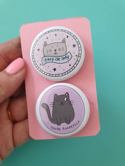 Crazy Cat Lady Fridge Magnet Set . Duo. Cat Lovers