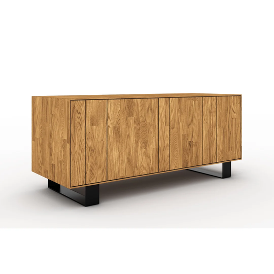 Steel 132 Cm Wide Oak Solid Wood Sideboard
