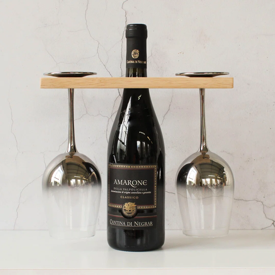 Jitty Personalised Wine Bottle And Glasses Holder For Two