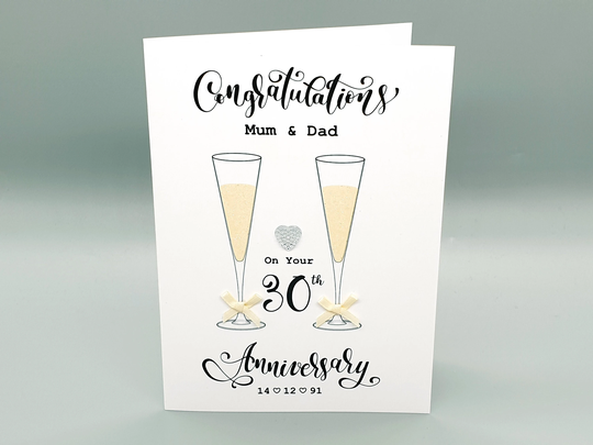 Handmade & Personalised Pearl Champagne Flutes 30Th Wedding Anniversary 5×7