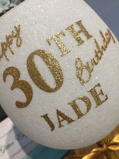 Personalised Luxury Large Glittery Sparkly Wine Glass