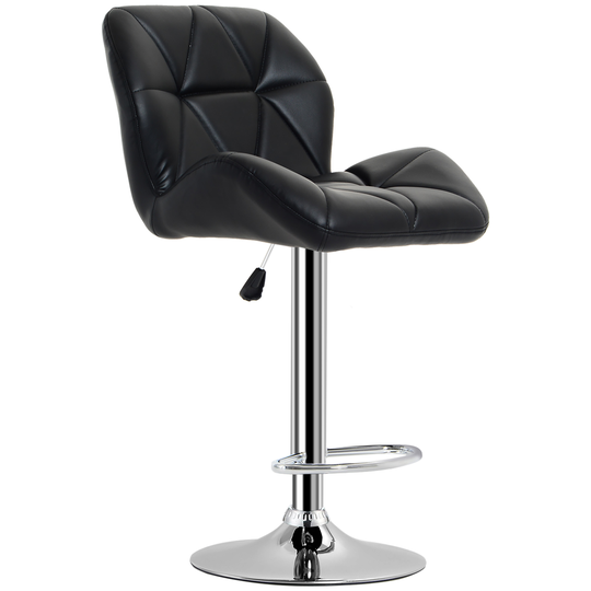 HOMCOM PU Leather Rhombus Design Bar Stool with Adjustable Height Black NEXT DAY DELIVERY | Aosom Ireland