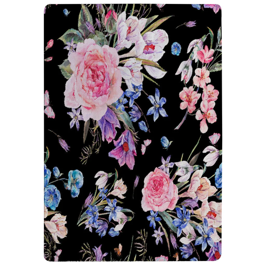 Jeffries Flowers Shaggy Black/Pink/Blue Rug
