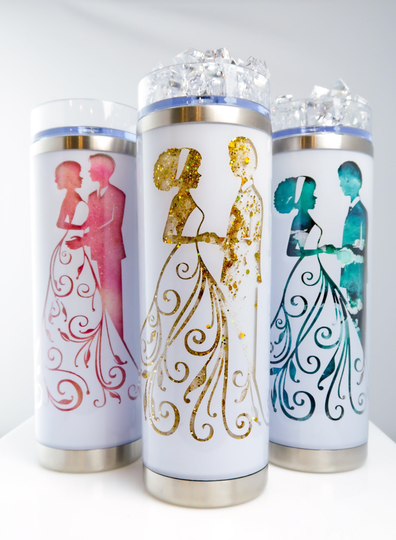 Wedding Gift | Bridal Shower Storyboard Tumbler Bride & Groom Skinny Snow Globe Christmas