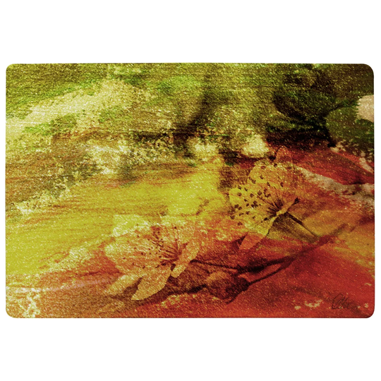 Dawnview Rustic Flowers Designer Shaggy Red/Green/Gold Rug