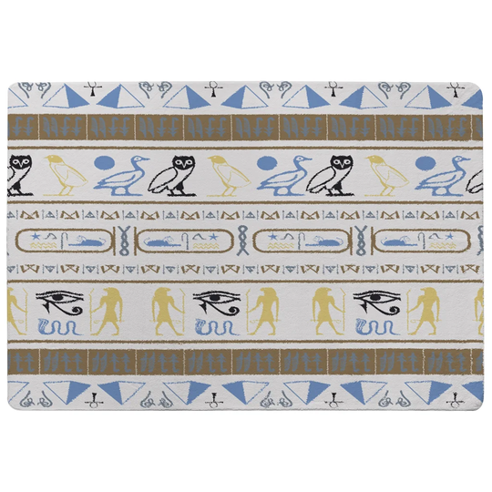 Moulton Heiroglyphs Shaggy Gold/Blue/White Rug