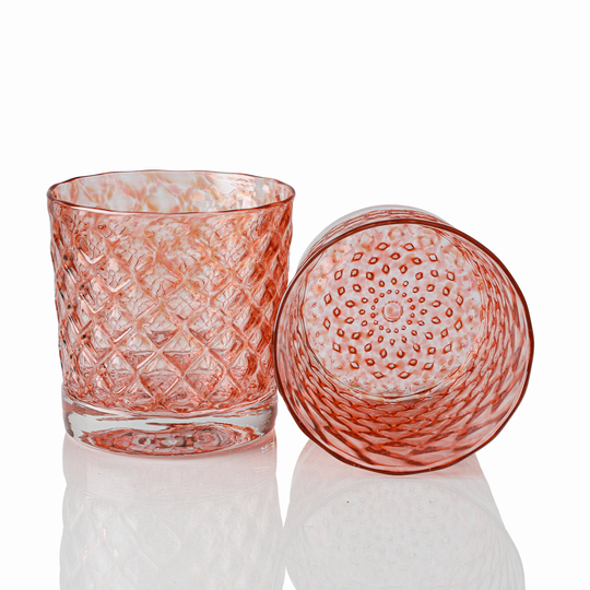 Grapefruit Mindala Glass Set Of 6 - Hand Blown Scotch Glasses, Made Whiskey Tasting Glasses