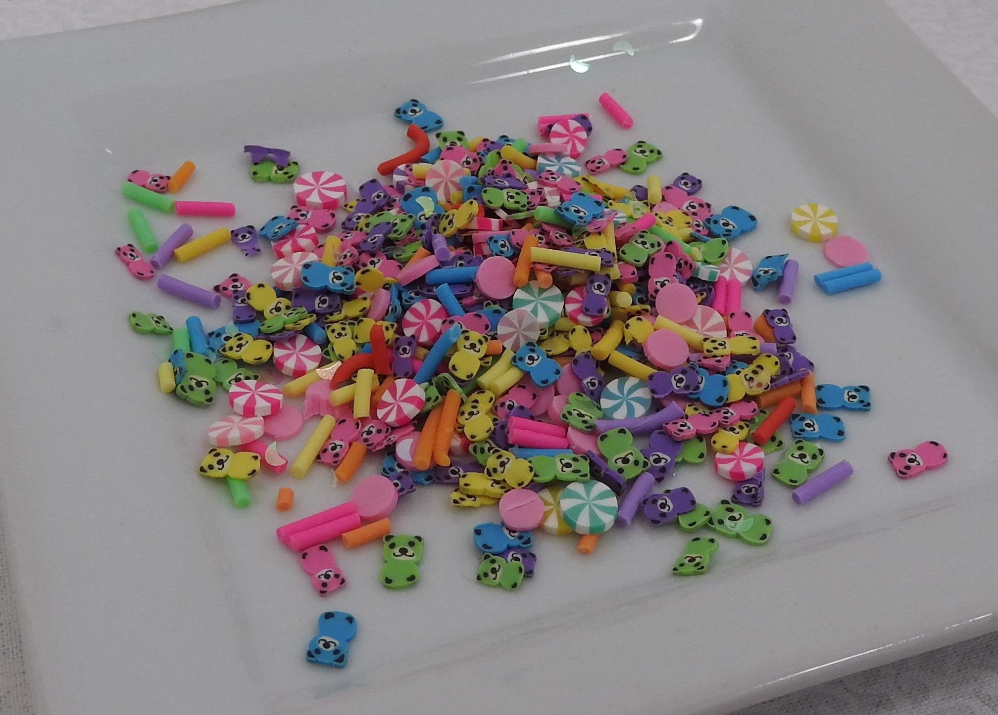 Rainbow Bears - Polymer Clay Slices, Fimo Sprinkles 1/2 Tbsp
