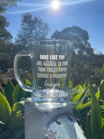 Father's Day Personalised Beer Stein Mug Glass Engraved Gift