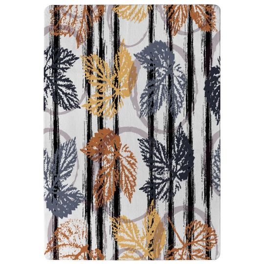 Dugan Cute Autumn Leaves Designer Shaggy Grey/Brown/Yellow Rug