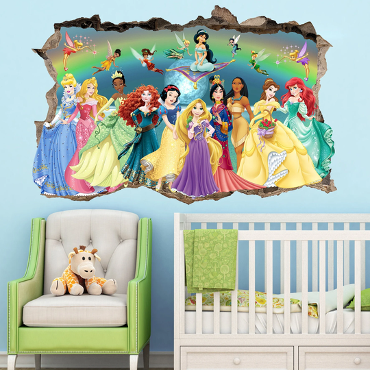 Princess Characters Wall Sticker Mural Poster Decal Girls Room Office Nursery Decor Id649