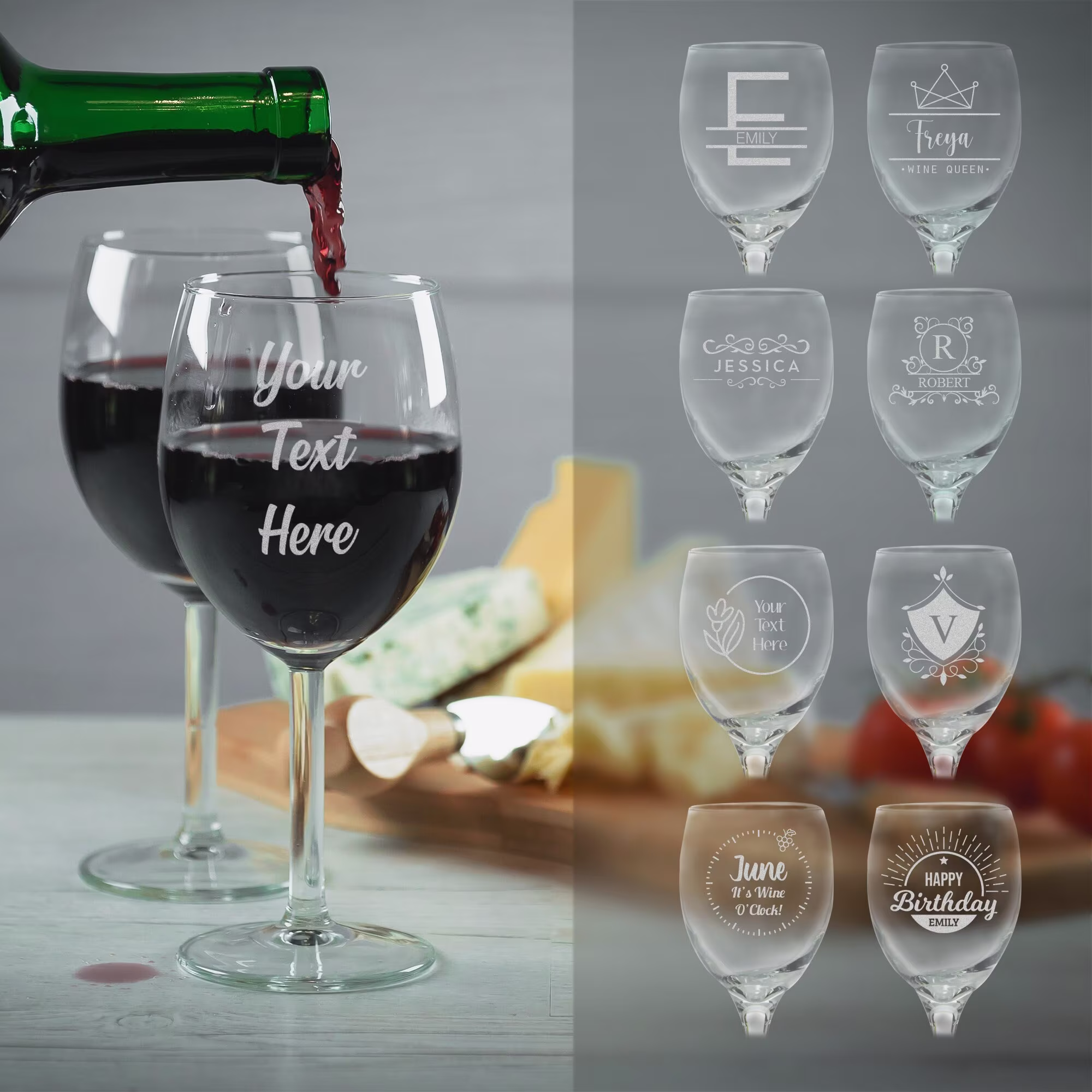 Personalised Wine Glass Engraved Custom Glassware Personalized For Drink, Birthday Gift Christmas Him Or Her