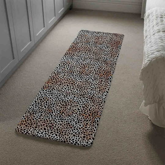 Korte Leopard Designer Shaggy Black/Light Brown Rug