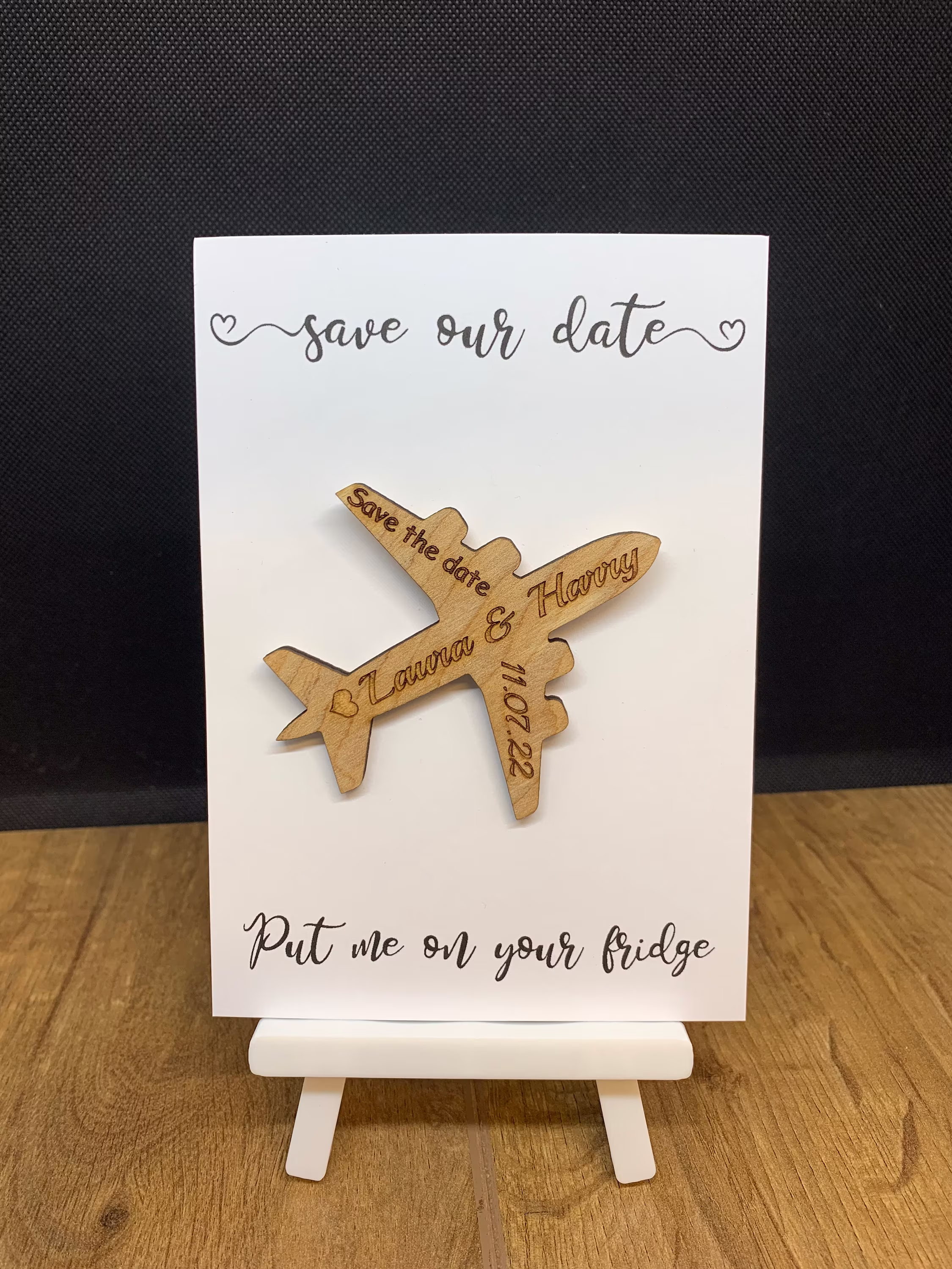 Plane Wooden Save The Date Magnet | Personalised Save The Date Magnet