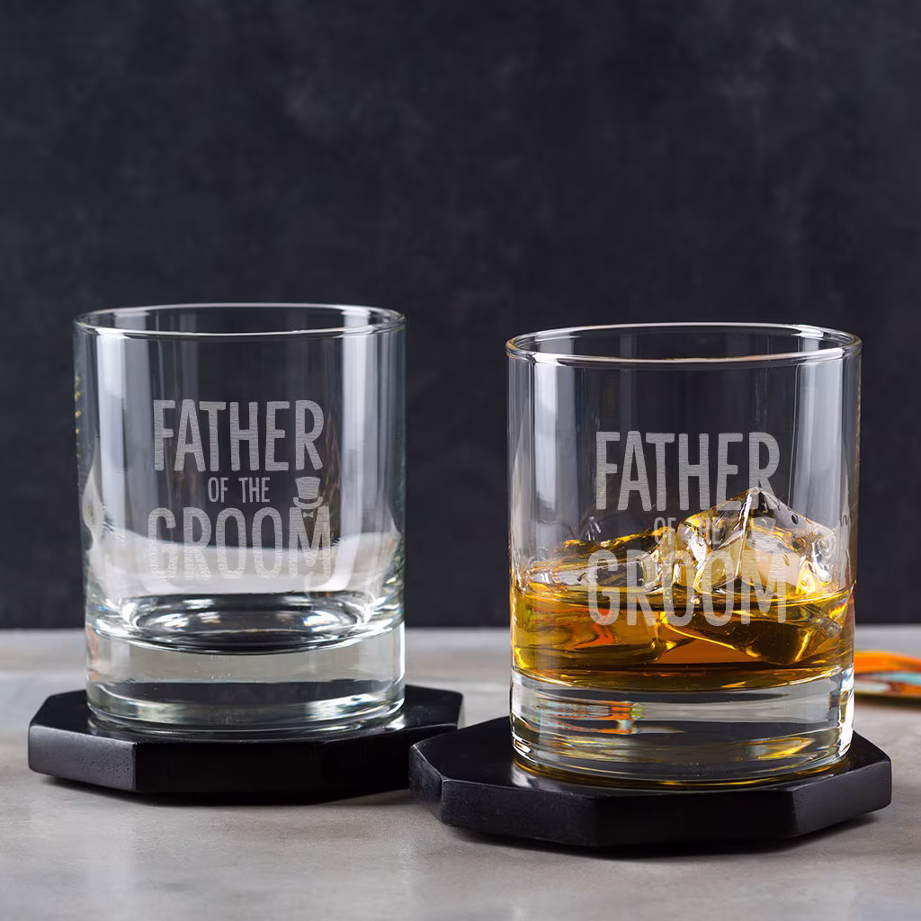 Father Of The Groom Whisky Glass - Gifts For Wedding Party From Bride & Old Fashioned Whiskey Tumbler