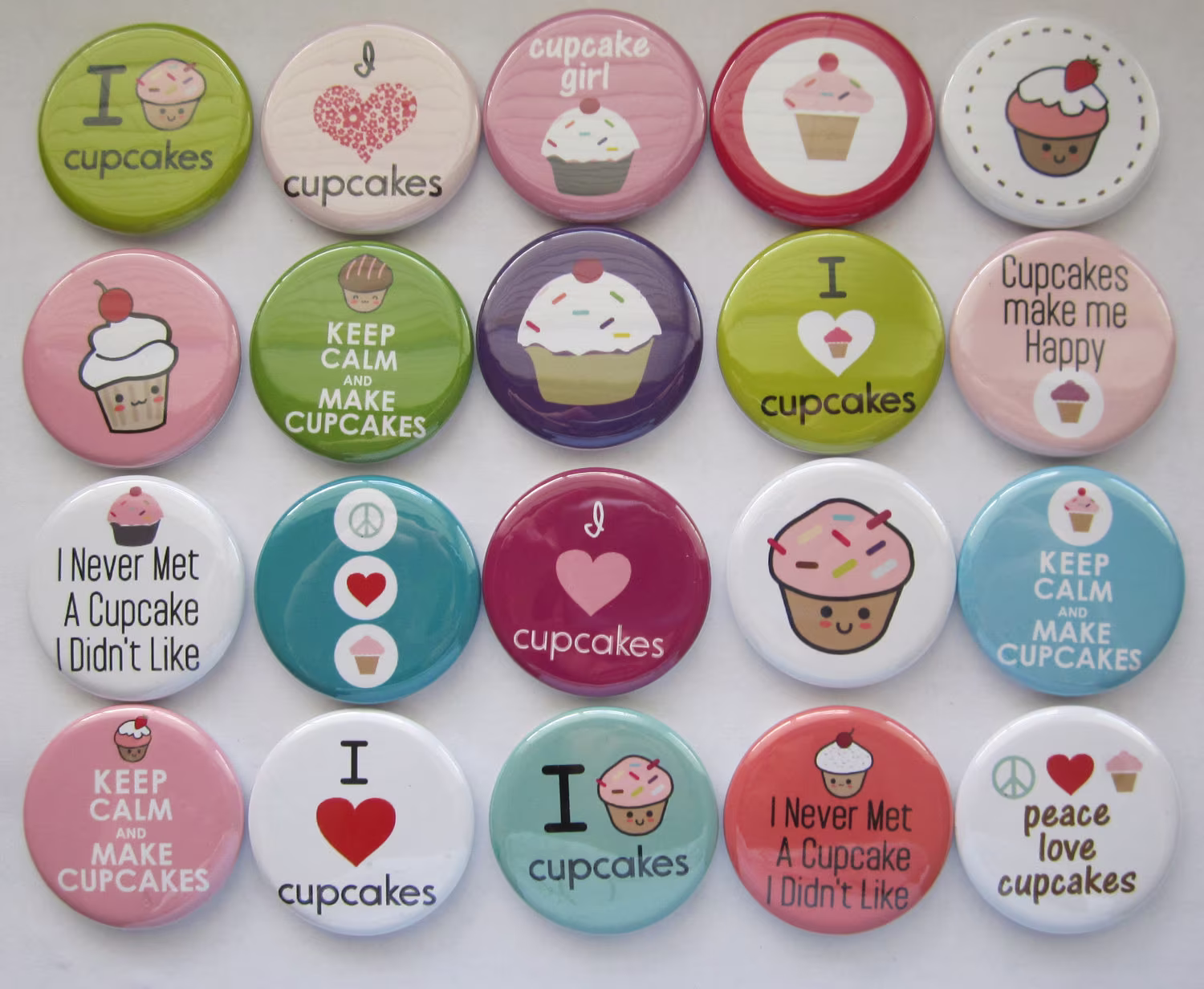 Cupcake Button Set Of 20 1" , 1.25" Or 1.5