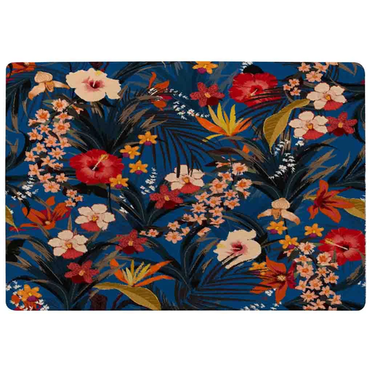 Marcus Tropical Flowers and Plants Shaggy Blue/Red Rug