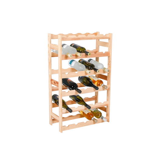Charleena 30 Bottle Solid Wood Tabletop Wine Bottle Rack in Beige
