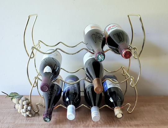 Vintage Wine Rack, Countertop Rack Free Standing, Metal Bottle Holder