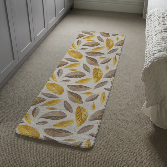 Killingsworth Botanical Leaf Designer Shaggy Grey/Yellow Rug