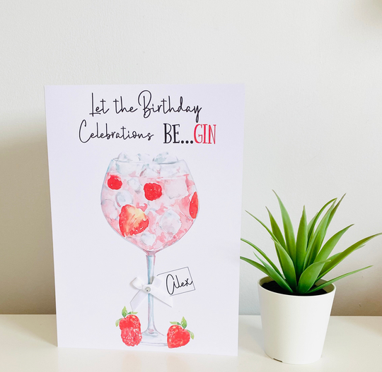 Personalised Pink Gin Birthday Card