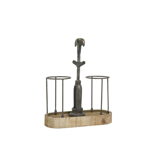 Christos 2 Bottle Tabletop Wine Bottle Rack in Brown/Grey