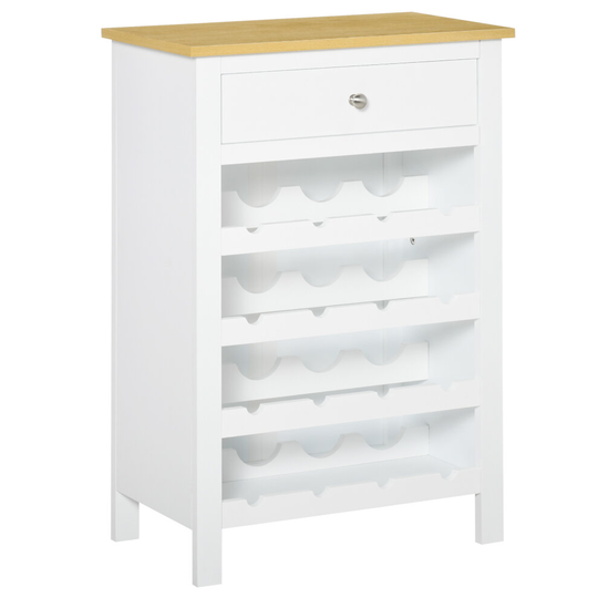 HOMCOM Sideboard Wine Cabinet Cupboard with 16 Bottle Rack, White