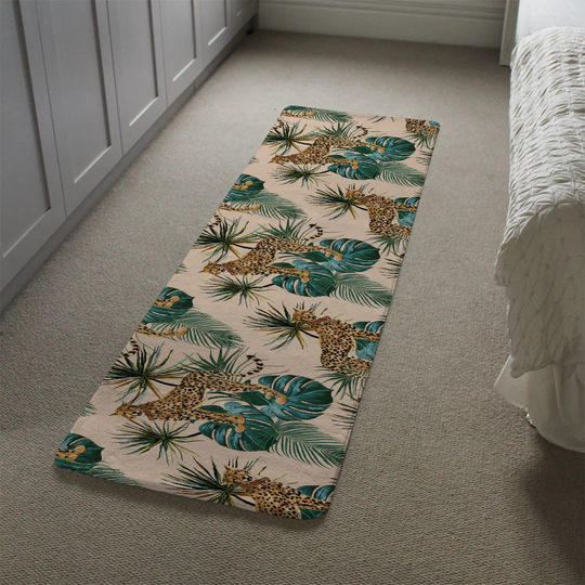 Lafontaine Tropical Cheetah Designer Shaggy Green/Brown/Cream Rug
