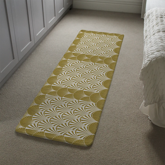 Leveille Semi Circles Designer Shaggy Gold Rug