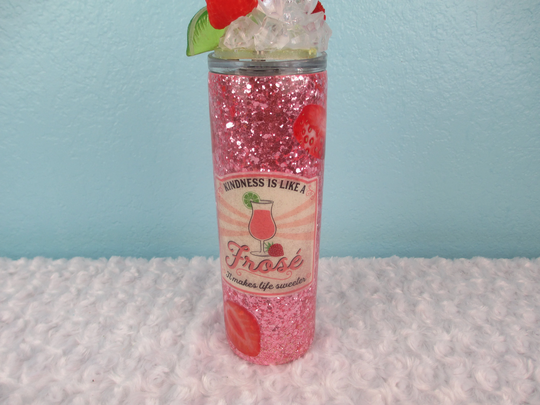 Frose Tumbler With 20Oz Removable Ice Topper, Ice Topper Tumblers, Summertime Tumblers, Strawsberry Tumbler, Wine, Rose, Cocktail Drink