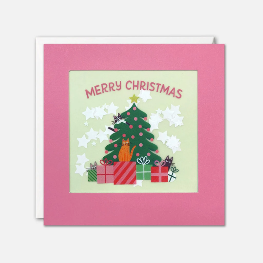 Cats Christmas Tree Card With Paper Confetti - Shakies By James Ellis