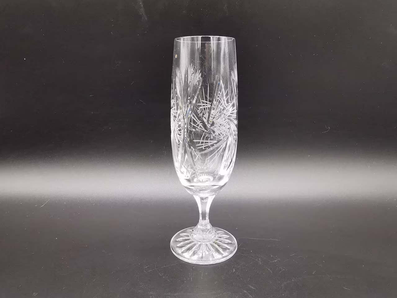 Large Flute Style Liqueur Glass, Nice Quality Crystal, Bearing The Star Of David Vgc 17.8cm Tall