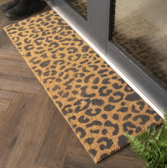Long Leopard Print Coir Doormat 120cm