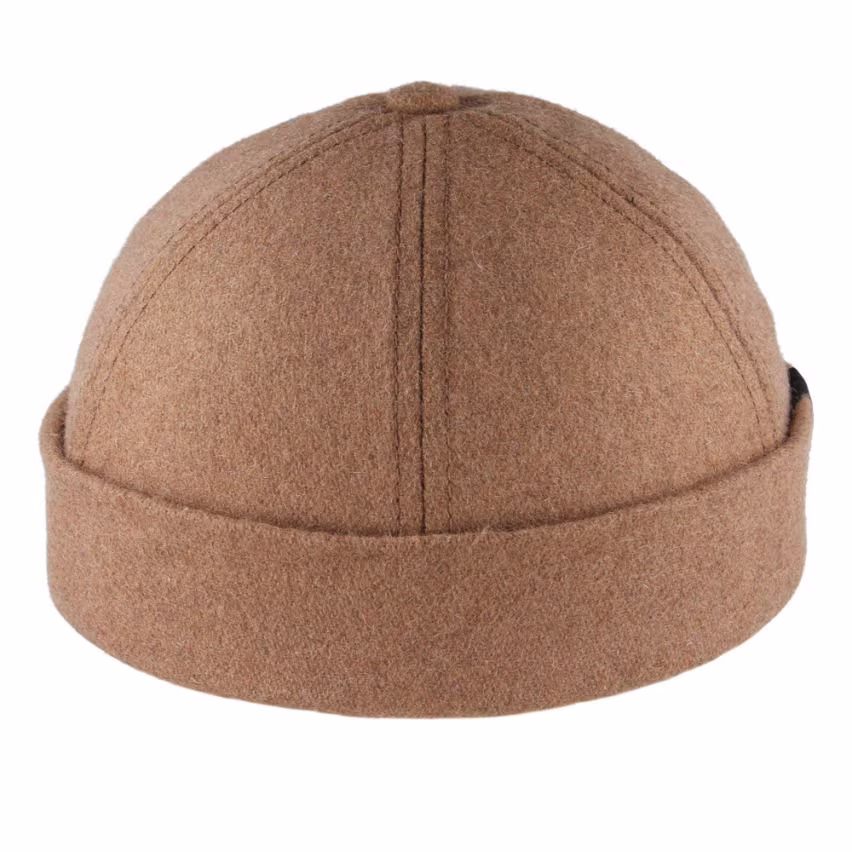 Wool Rolled Cuff Retro Fashion Brimless Docker Hats