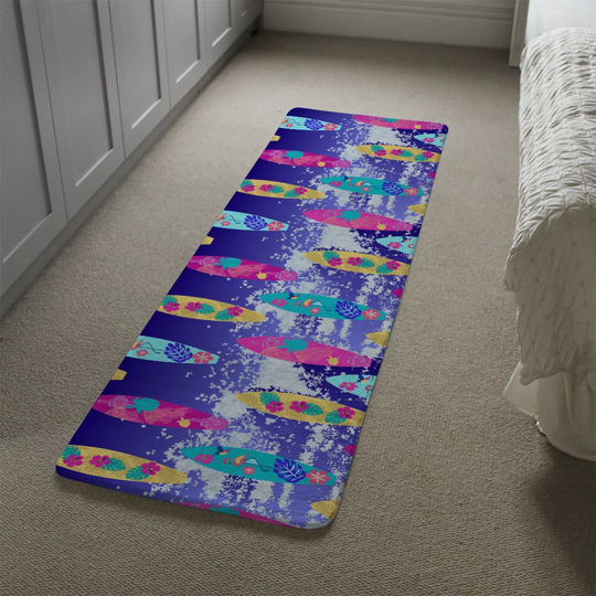 Killion Tropical Surf Designer Shaggy Blue/Yellow/Pink Rug