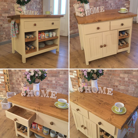 Bespoken Handmade Freestanding Solid Pine Kitchen Island - 0203