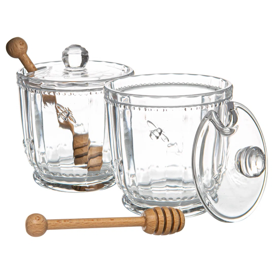 Bee Glass Honey 2 Piece Storage Jar Set