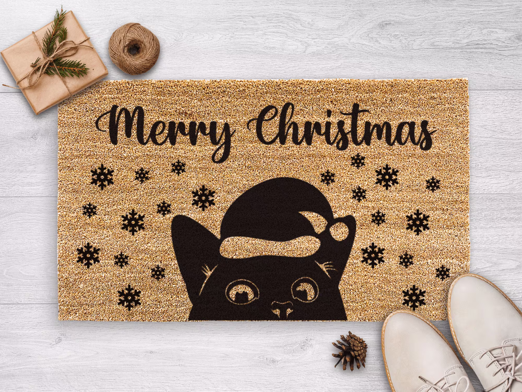 Christmas Black Cat Bombay Hello - Doormat New Home Gifts For Her Decor Welcome Mat